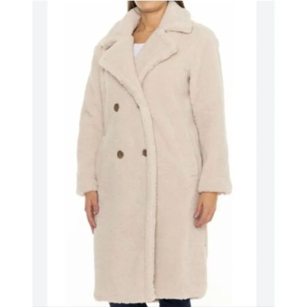 Bearpaw taupe Teddy Sherpa long cozy jacket size large